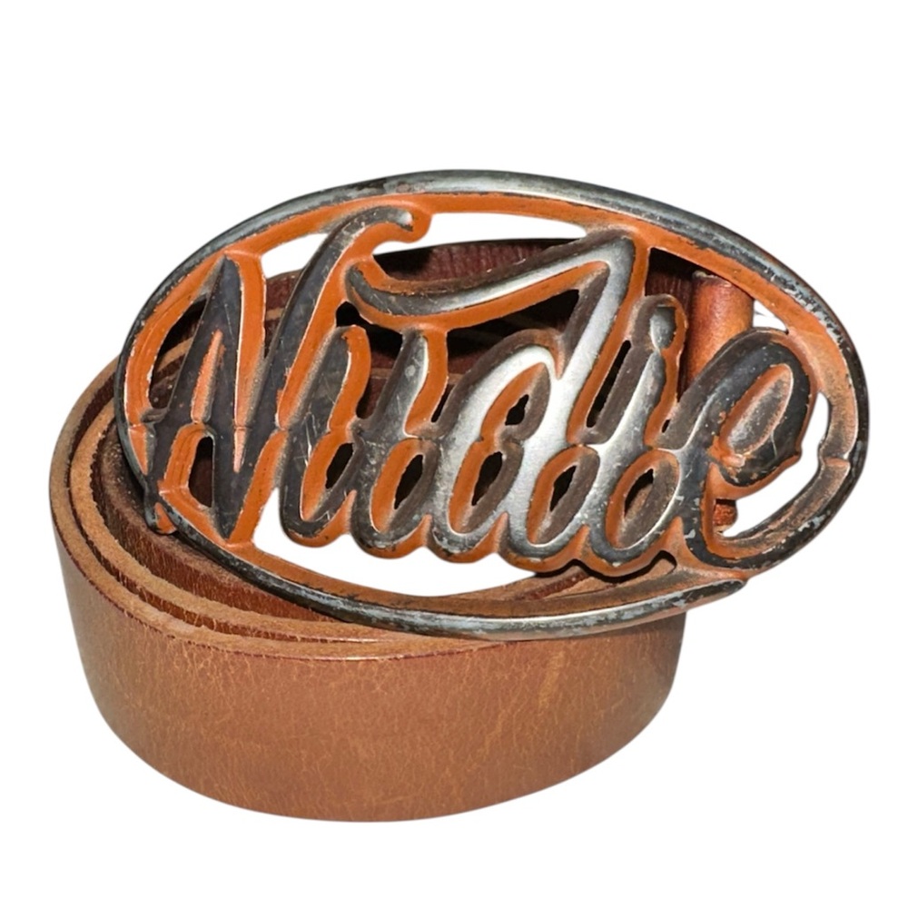 Brown Leather Belt with Metal Buckle